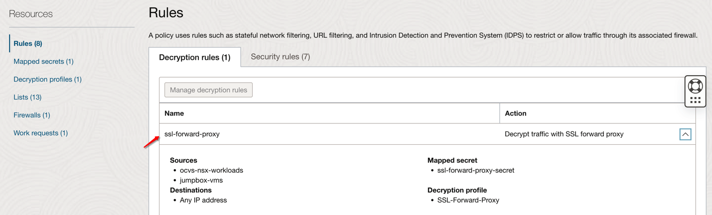 Règle de sécurité sur le pare-feu OCI Network Firewall Figure 32