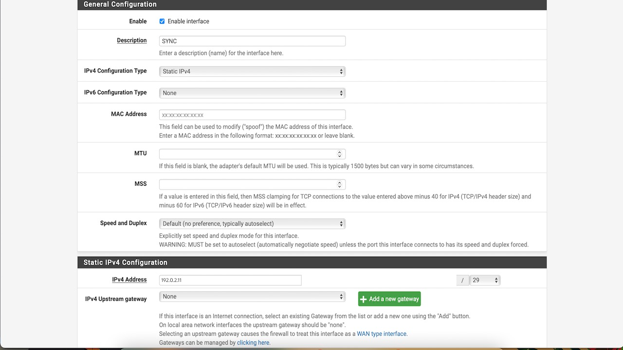 pfSense Interface de synchronisation pfSense Interface de synchronisation