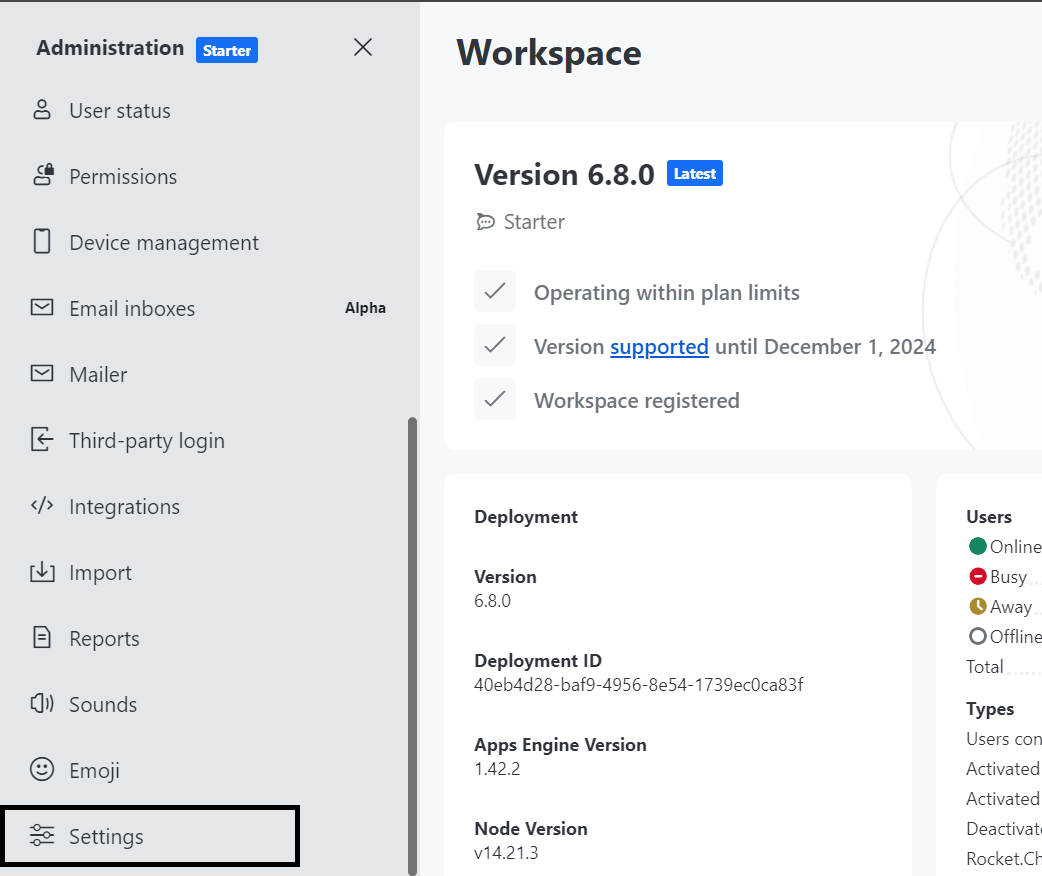 Paramètres Paramètres