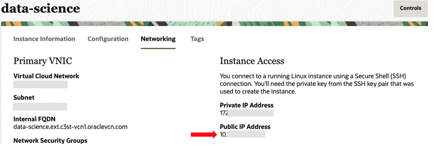 Instance de calcul créée à partir de l'image Oracle Marketplace sur Oracle Compute Cloud@Customer Image13b