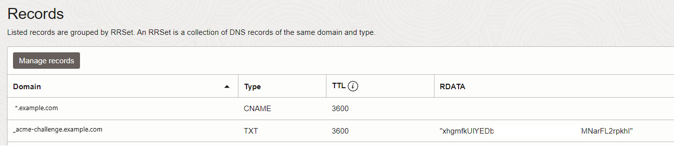 Défi DNS TXT OCI