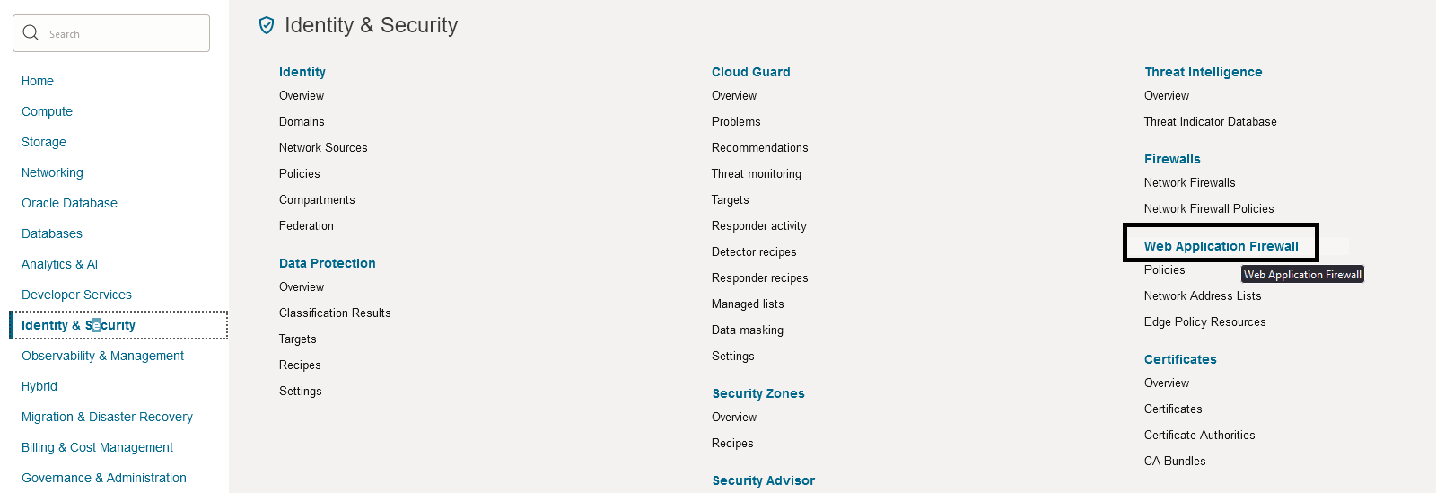 Menu 1 WAF
