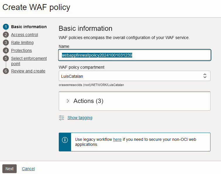 Menu 1 WAF