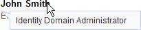 Cursor hover on user name to display the assigned roles