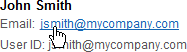 User email link on the My Services Security page