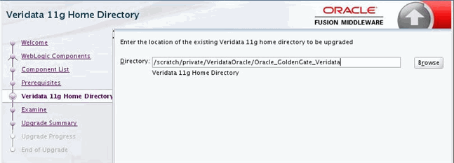 veridata 11g home directory page
