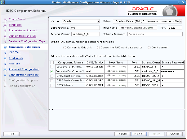 Provide the upgraded schema details in the configuration wizard