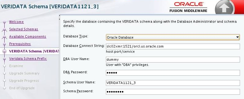 upgrade schema from 11g to 12.2.1.2.0