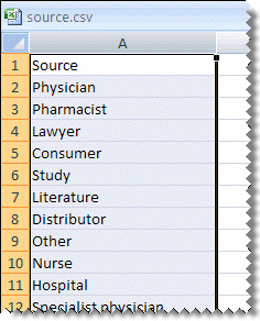 Typical format for uploading a table of valid values