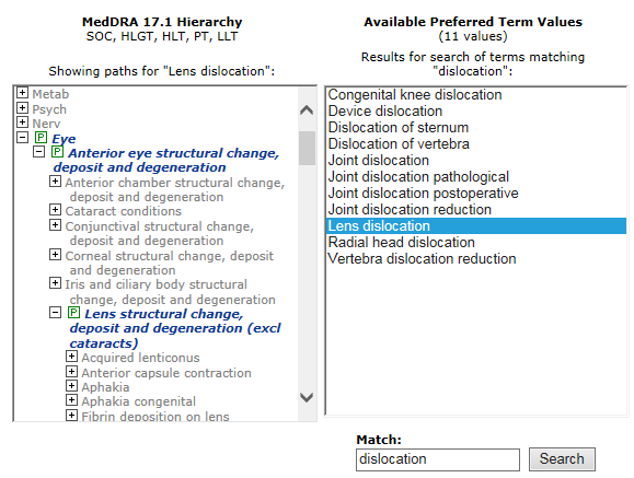 Italics appear at every level in the path to assist you in following the path to the matching term or terms. Boldface highlights the actual match.