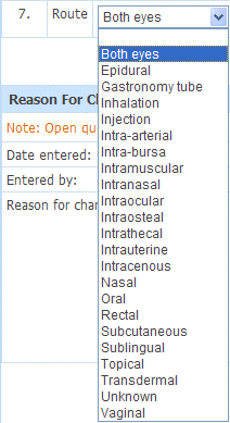 Illustration. Drop-down lists display in the InForm application.