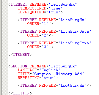 Illustration. Itemsets MedML definition.