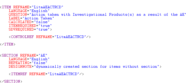 Illustration. Items MedML definition.