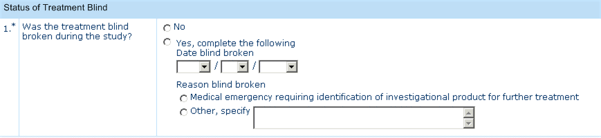 Illustration. Radio controls display in the InForm application.