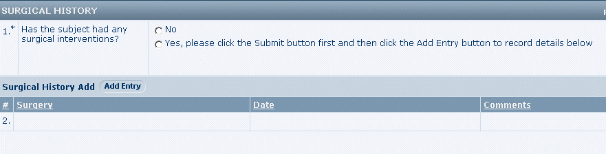 Itemsets in the InForm application.