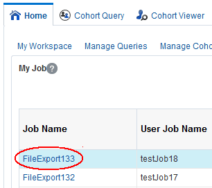 Screenshot of Jobs page with Job Name highlighted.