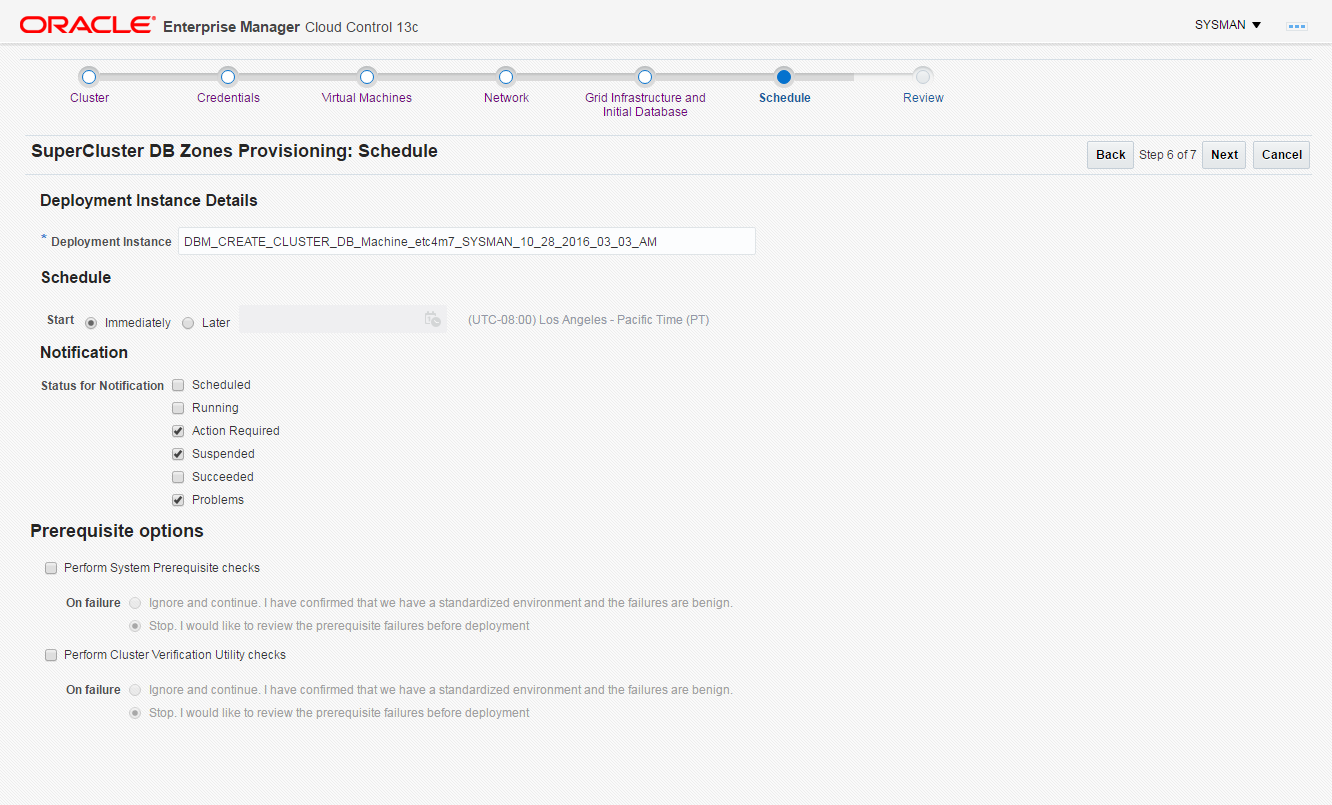 This image shows what the schedule will be for your deployment.