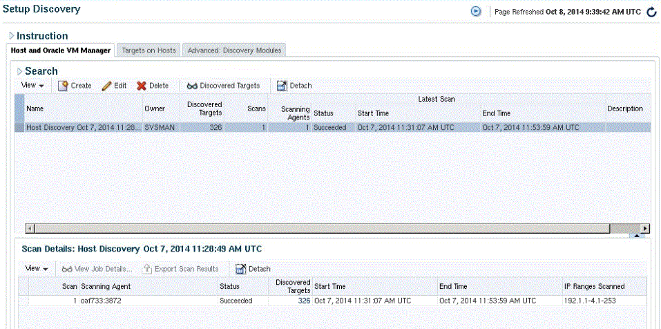 Configure Auto Discovery page