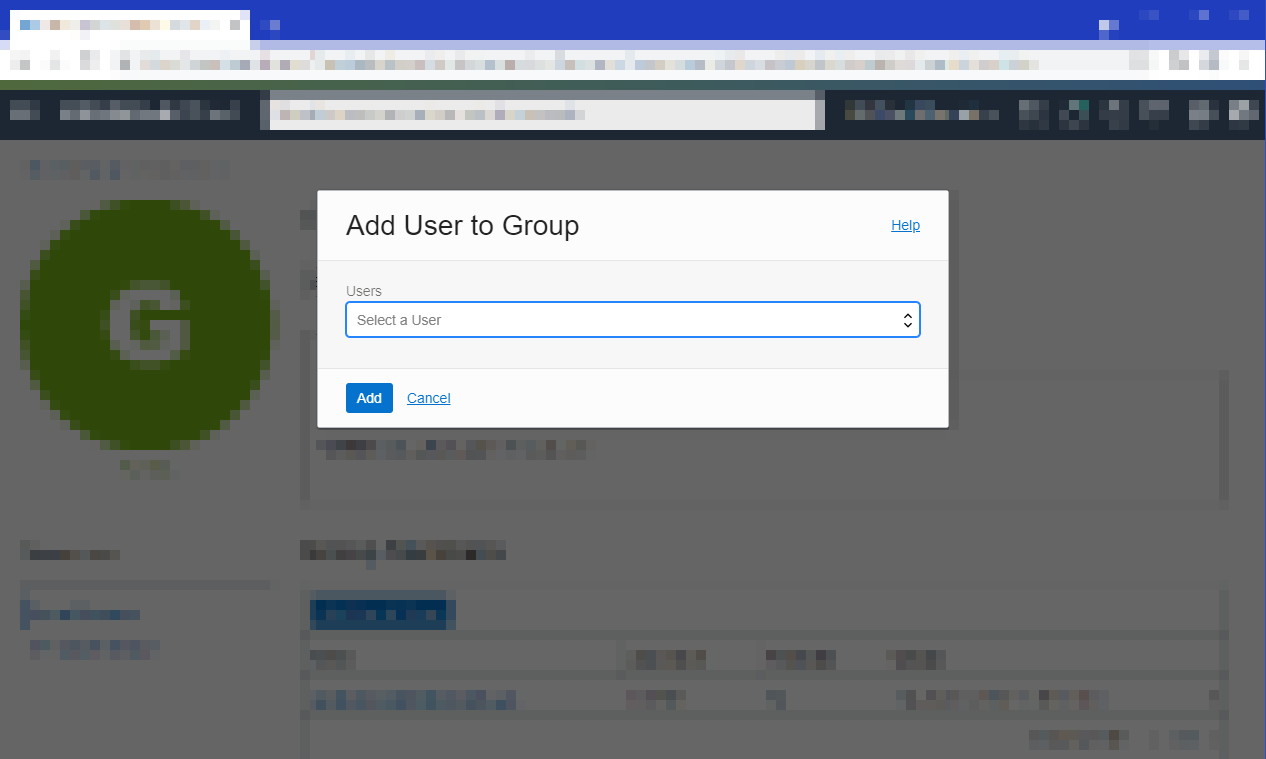 Click to expand This image shows the Add User to Group dialog, with an empty Users field.