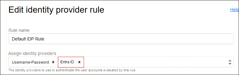 Click to expand adding Entra ID as an identity provider in the default IdP rule