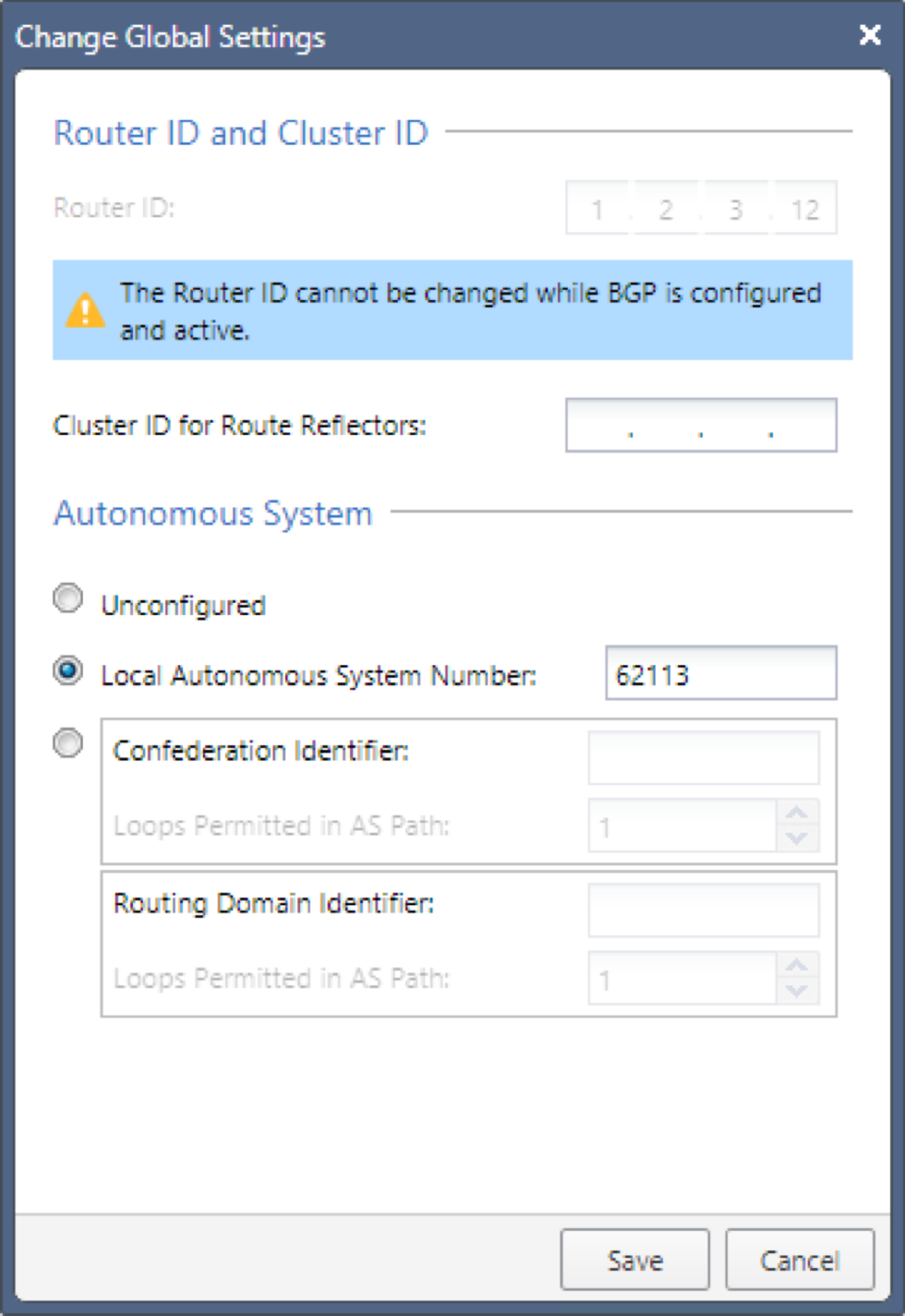 Click to expand This image shows where to change the BGP global settings.