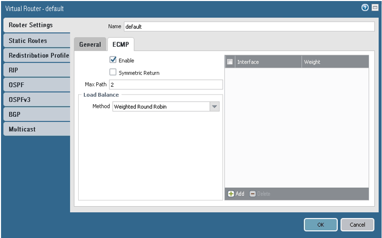 Click to expand This image shows the ECMP settings.