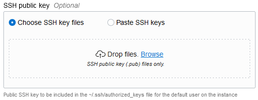 Click to expand SSH key control.