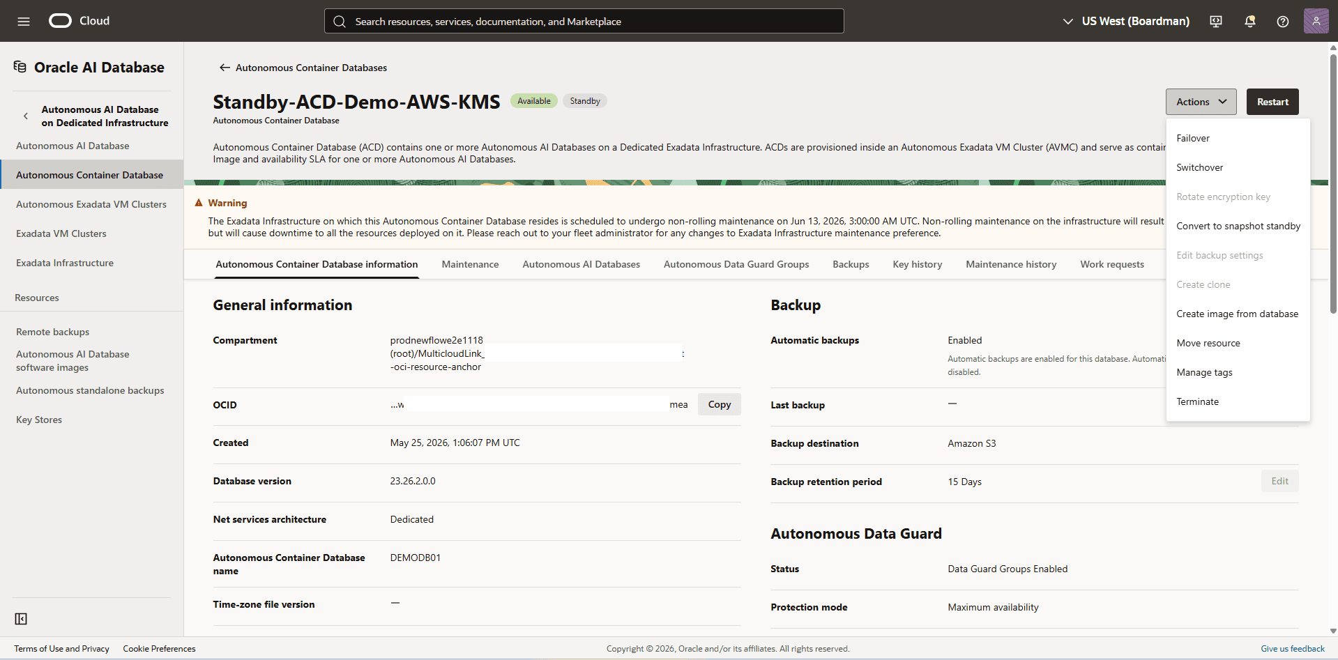 This screenshot shows how to switchover.