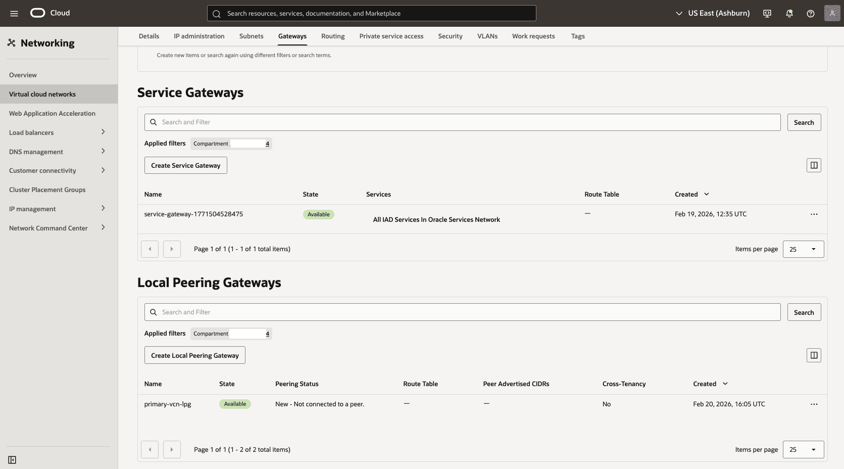 This screenshot shows how to configure the network in the primary region. This screenshot shows how to configure the network in the primary region.