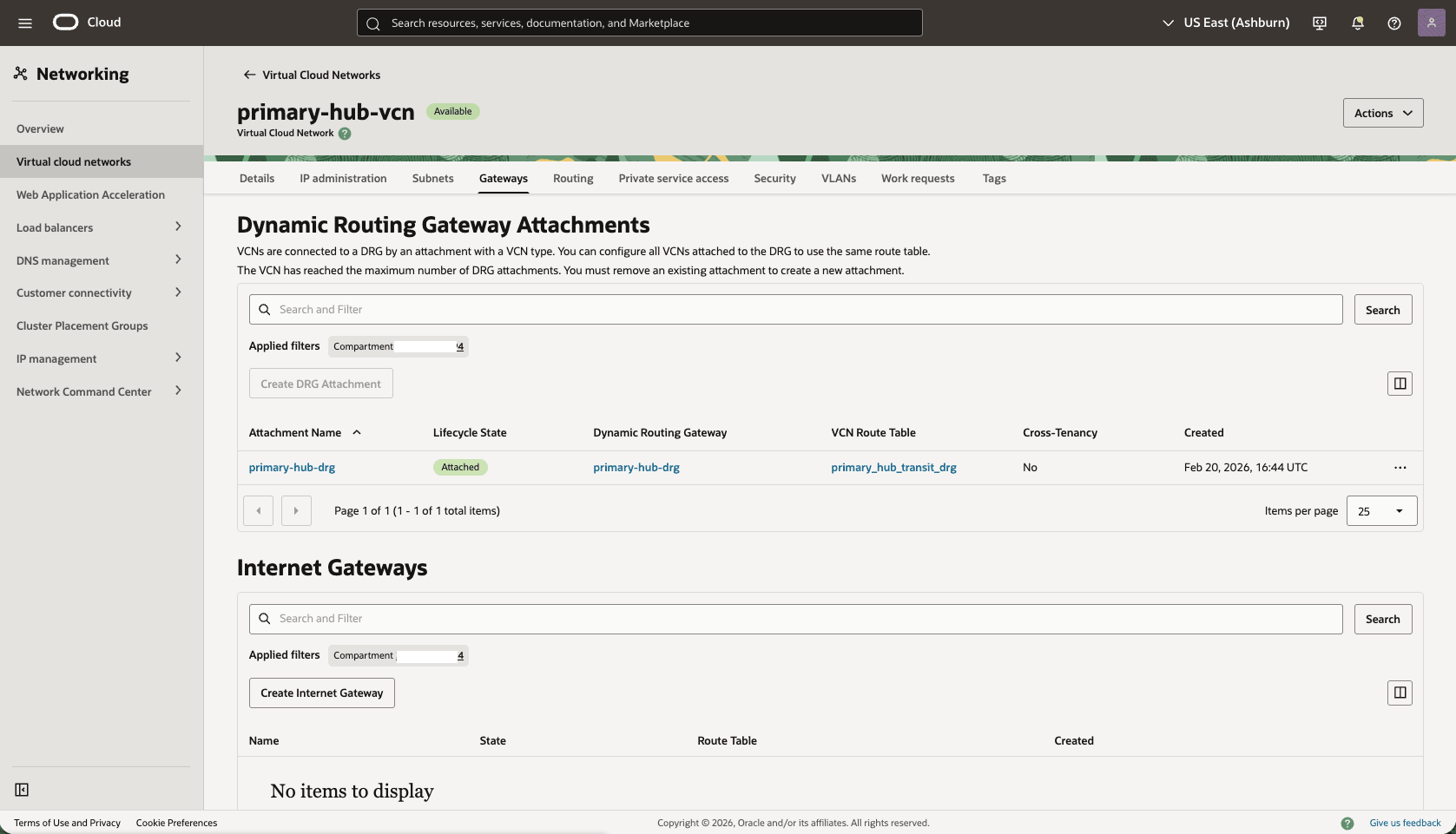 This screenshot shows how to configure the network in the primary region. This screenshot shows how to configure the network in the primary region.