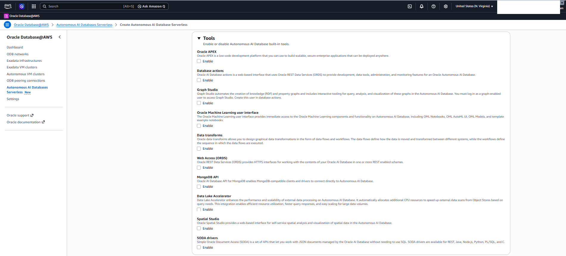 This screenshot shows how to create an Autonomous AI Database Serverless. This screenshot shows how to create an Autonomous AI Database Serverless.