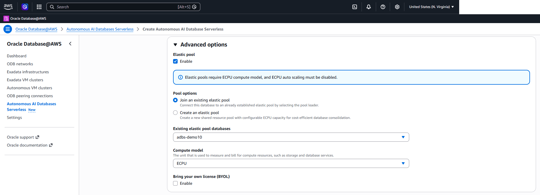This screenshot shows how to create an Autonomous AI Database Serverless. This screenshot shows how to create an Autonomous AI Database Serverless.