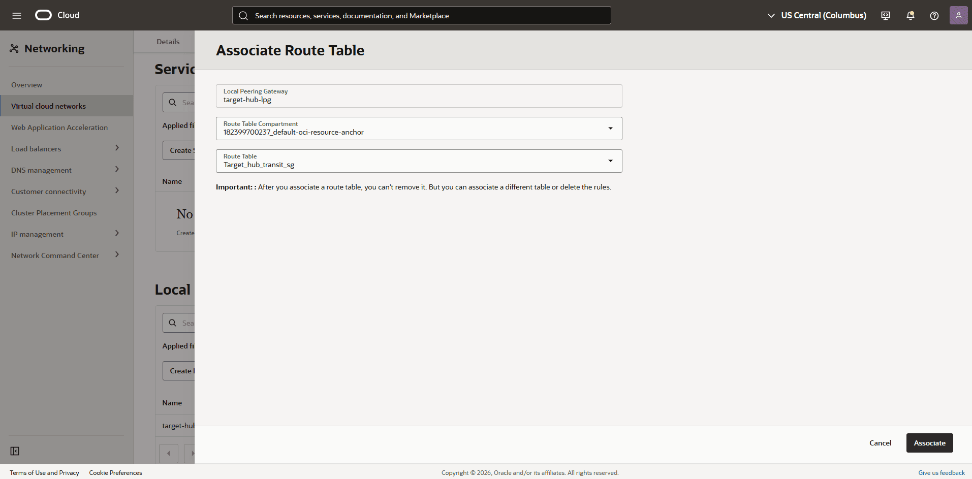 This screenshot shows the required configuration for cross-region restore.