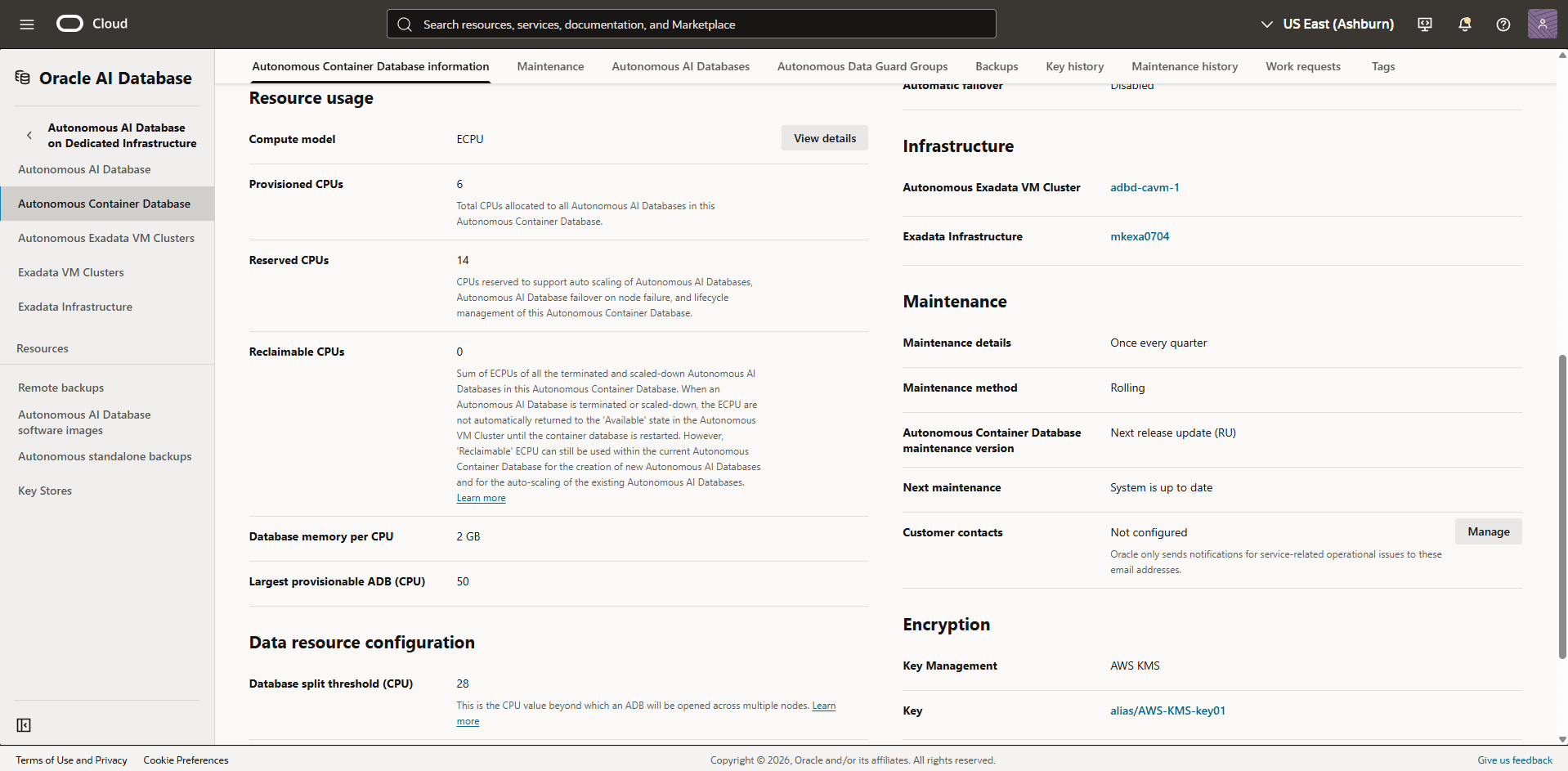 This screenshot shows how to review your key management.
