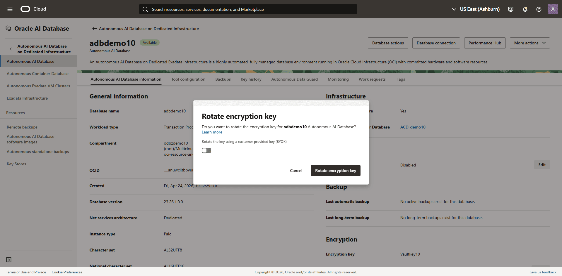 This screenshot shows how to rotate a key.