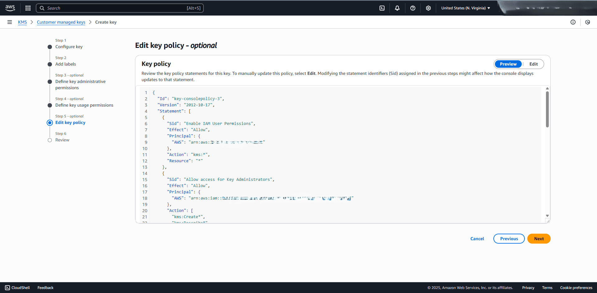 This screenshot shows how to configure a key.
