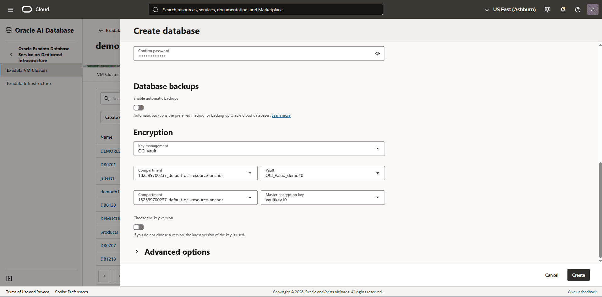 This screenshot shows how to create a database.