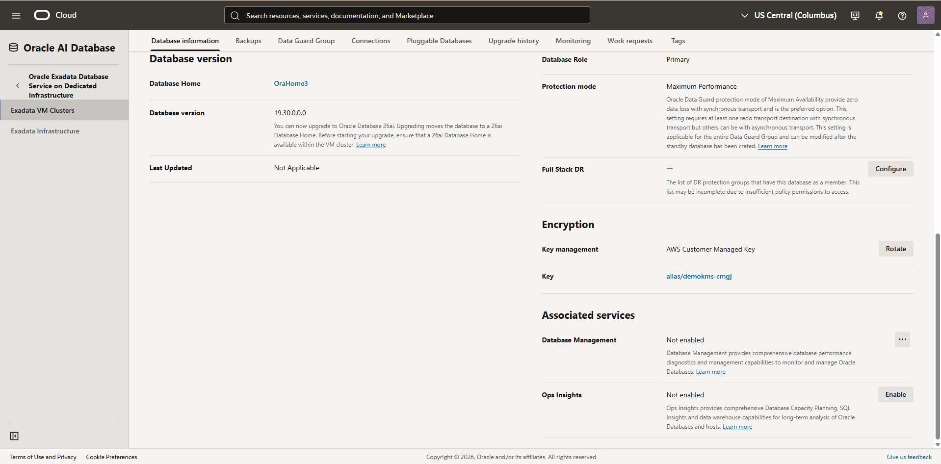 This screenshot shows how to navigate to key management.