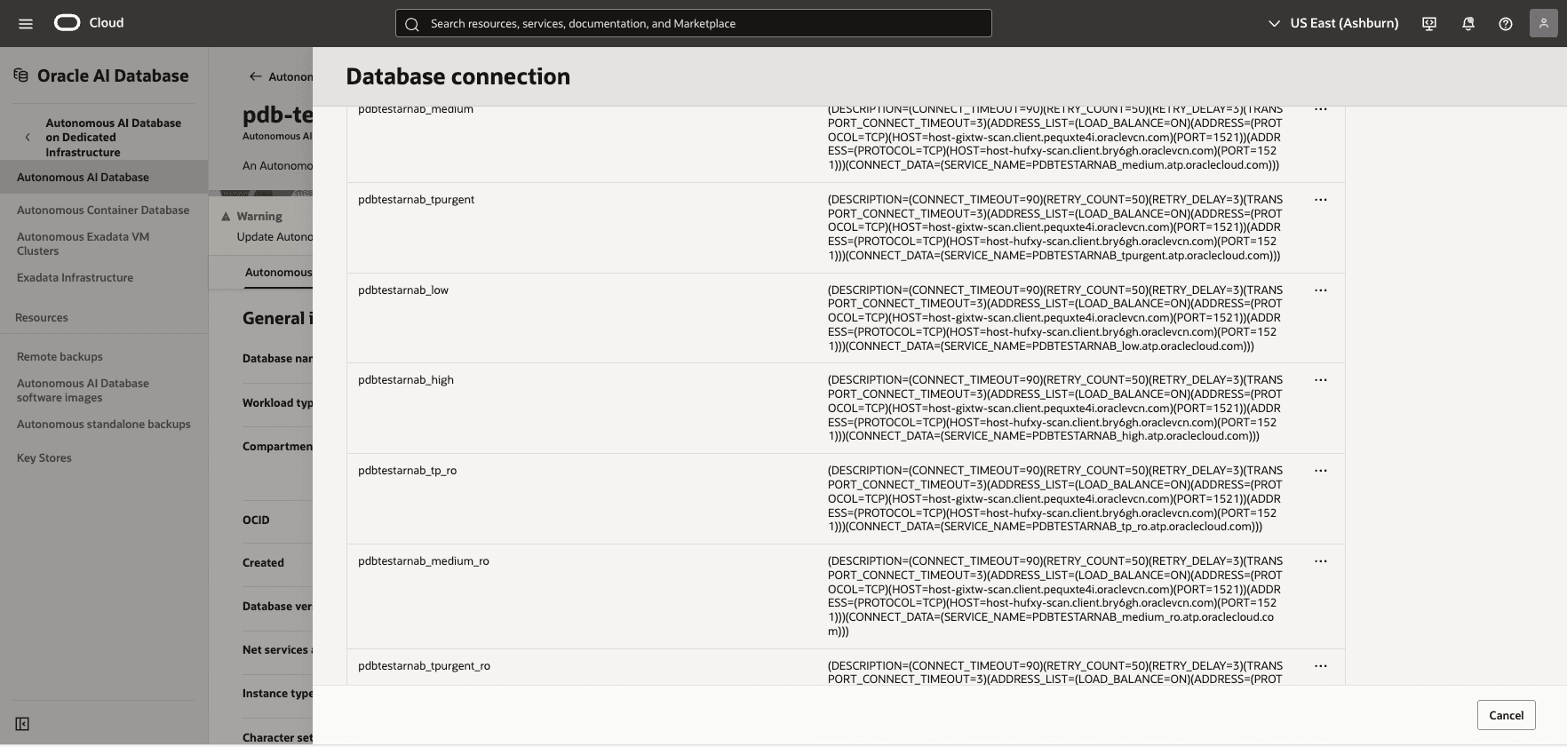This screenshot shows database connection.
