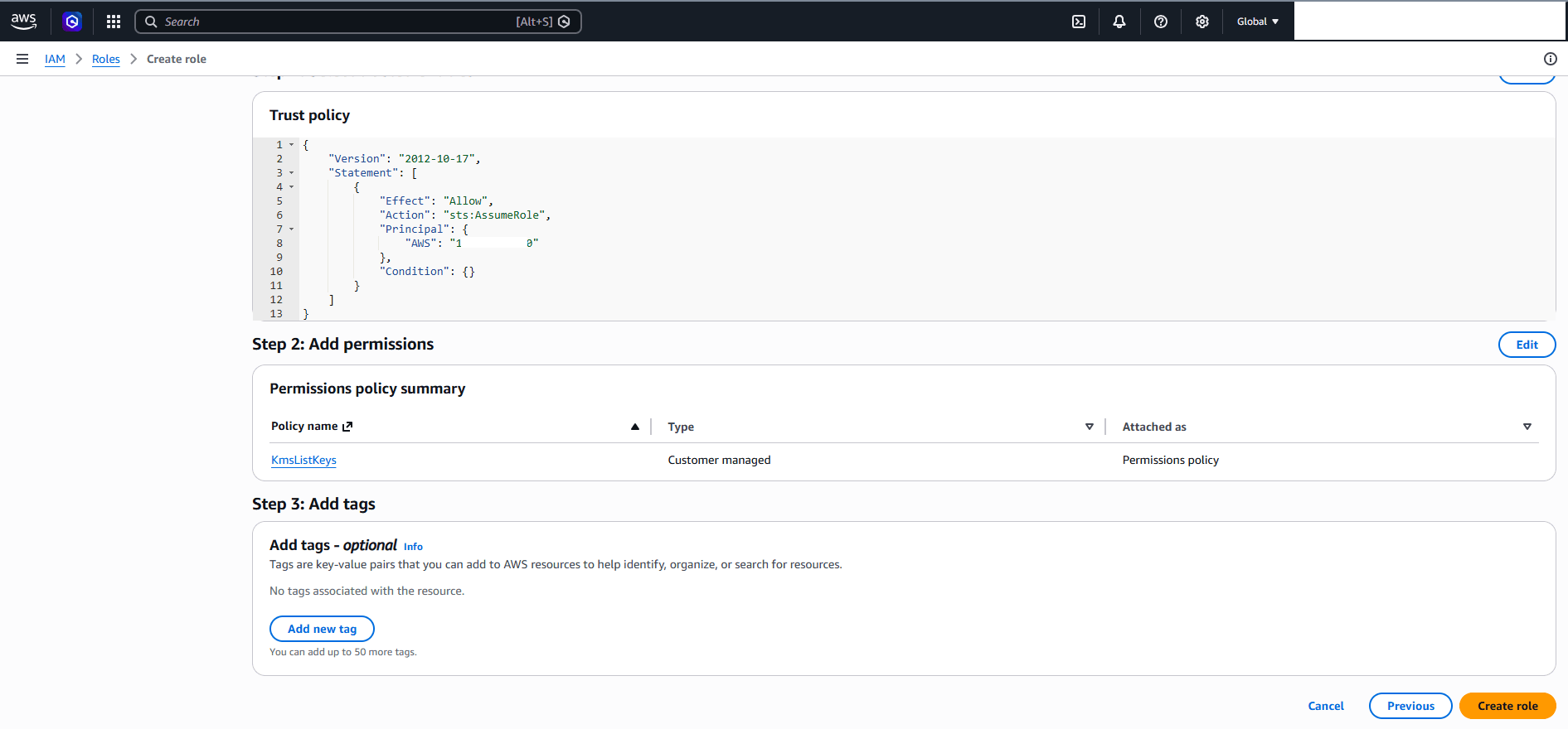 This screenshot shows how to create a role. This screenshot shows how to create a role.