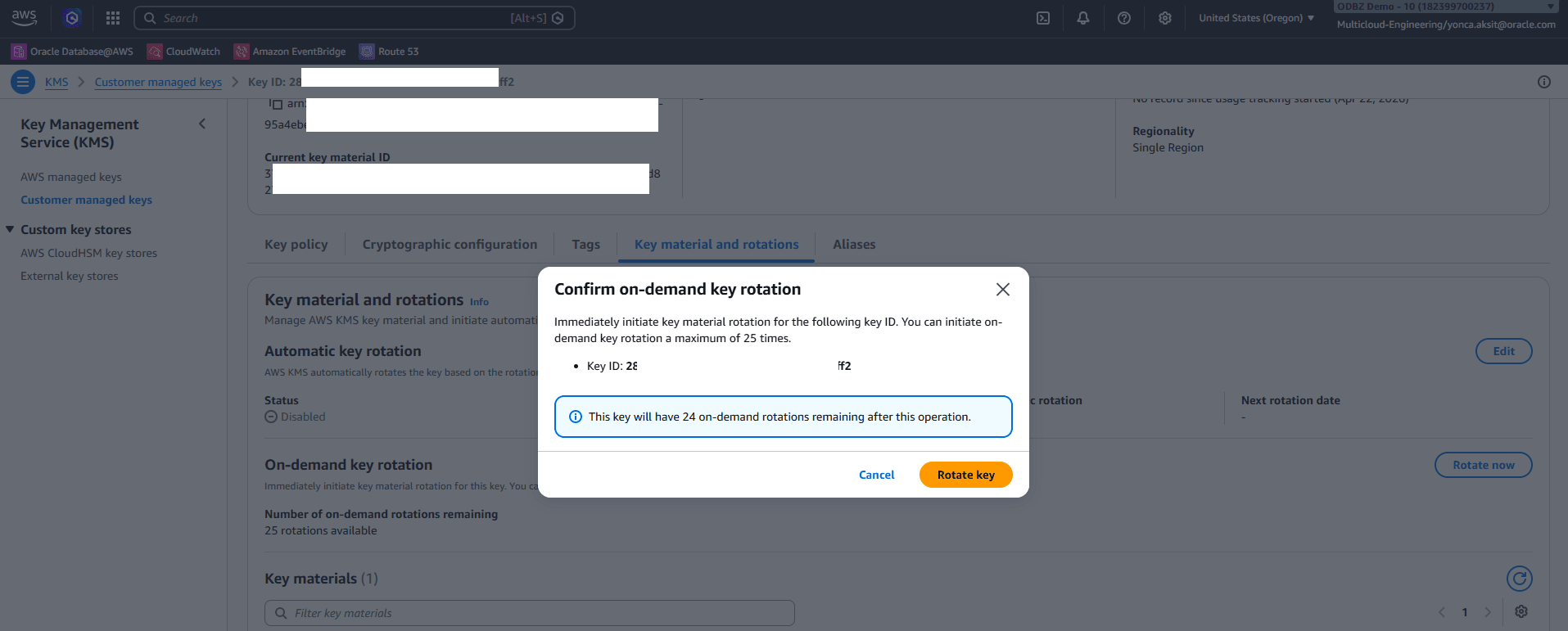 This screenshot shows how to rotate a key. This screenshot shows how to rotate a key.