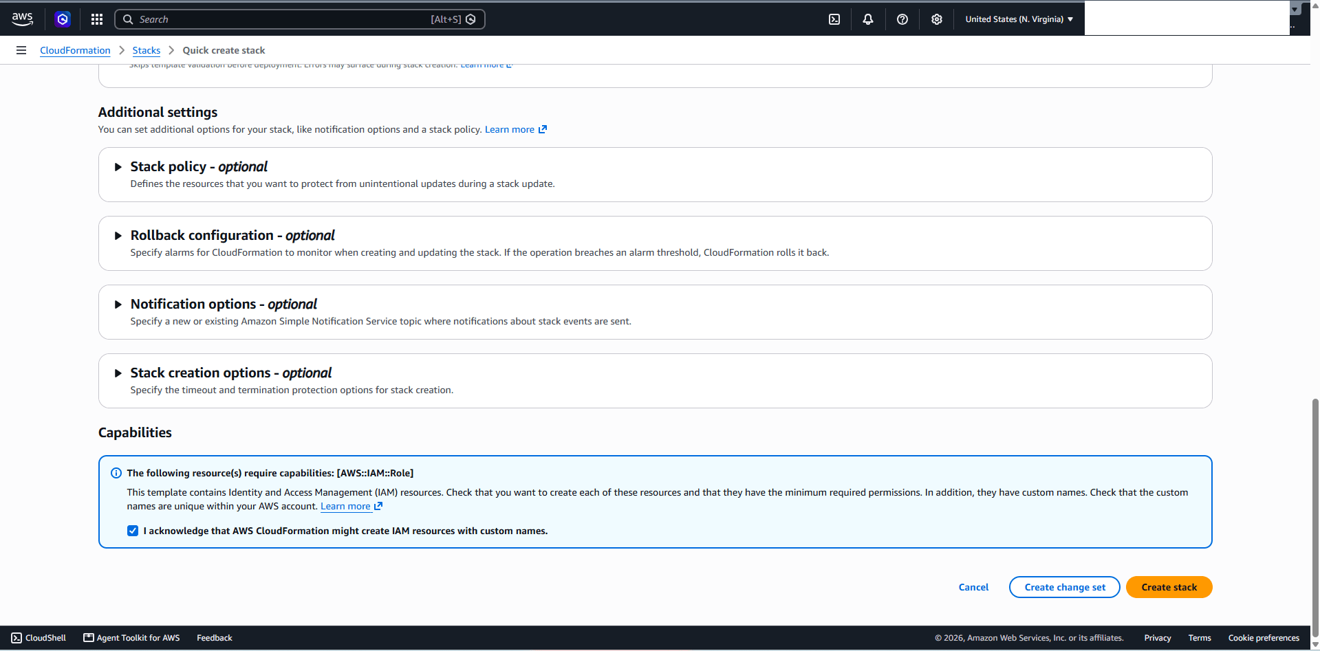 This screenshot shows how to create a stack. This screenshot shows how to create a stack.