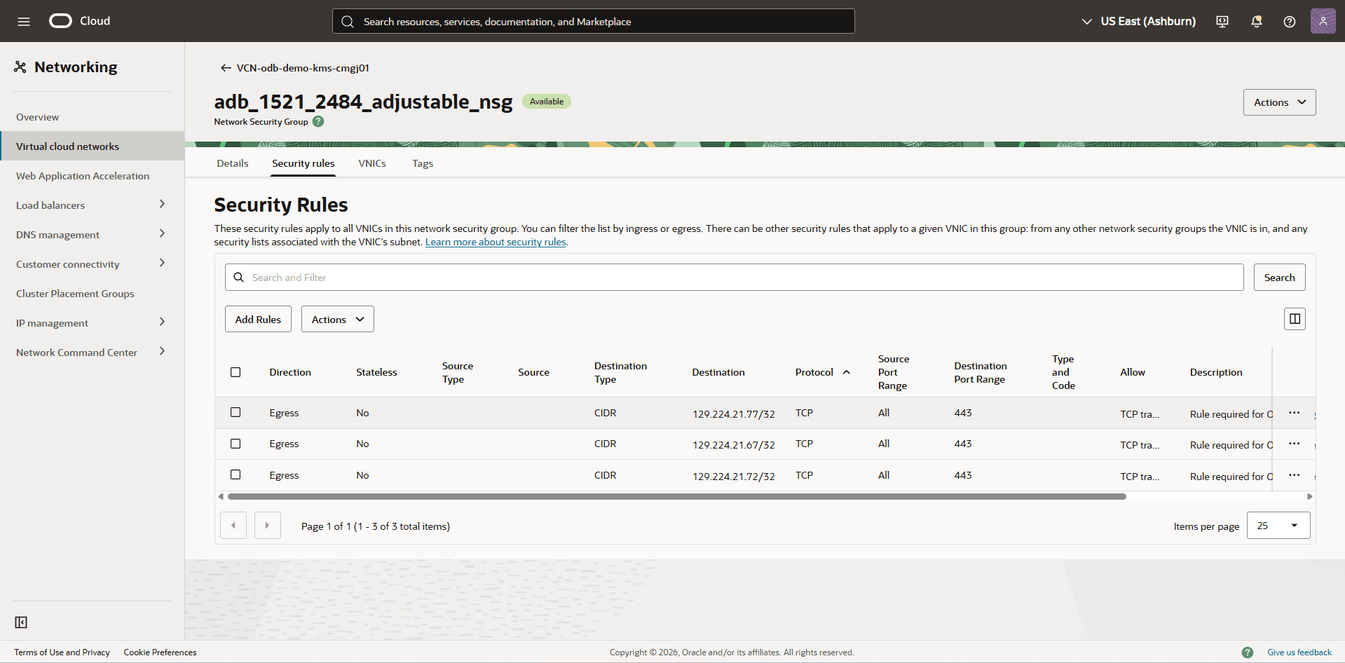This screenshot shows how to view Security Rules. This screenshot shows how to view Security Rules.