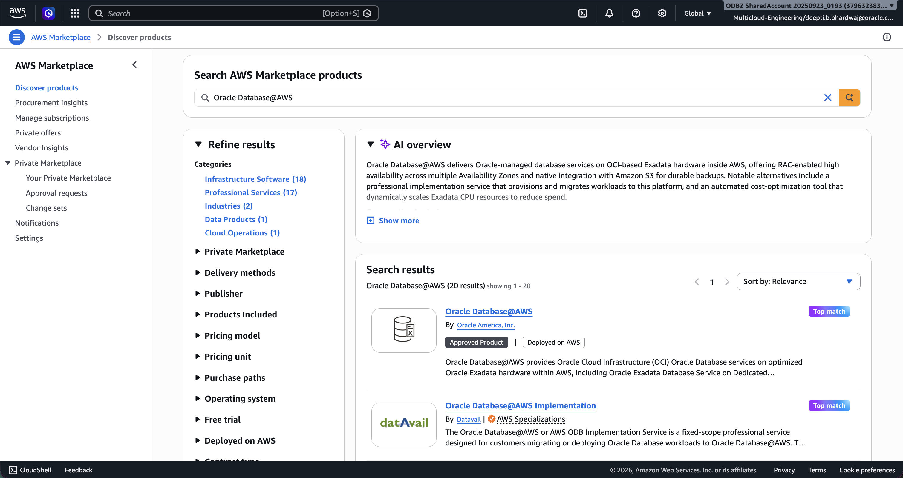 Click to expand Searching in AWS Marketplace