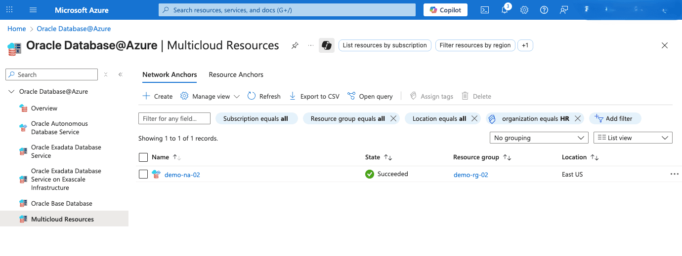 This screenshot shows how to view a Network Anchor.