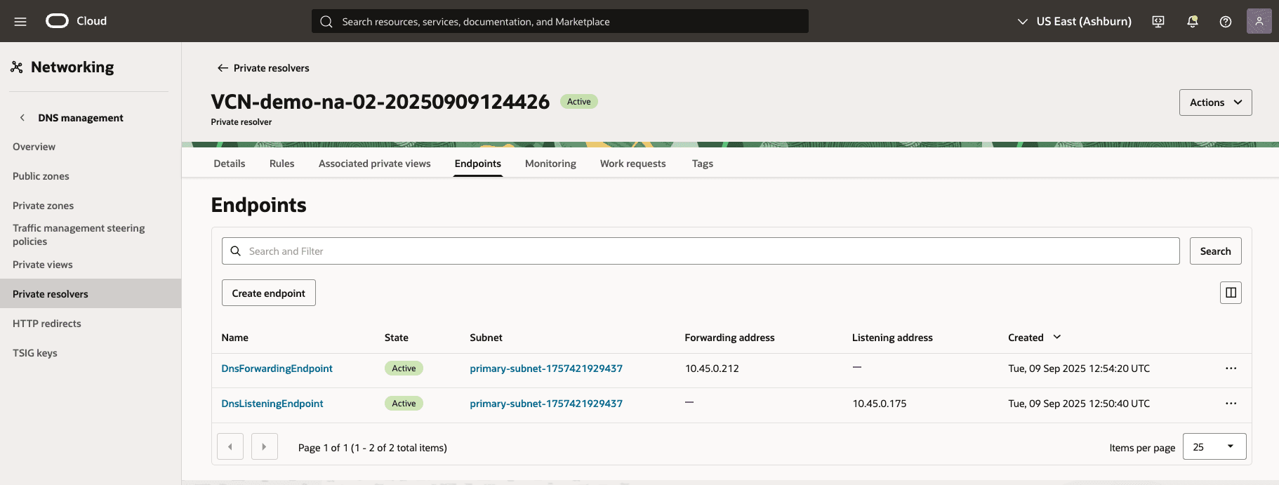 This screenshot shows how to view a Network Anchor.