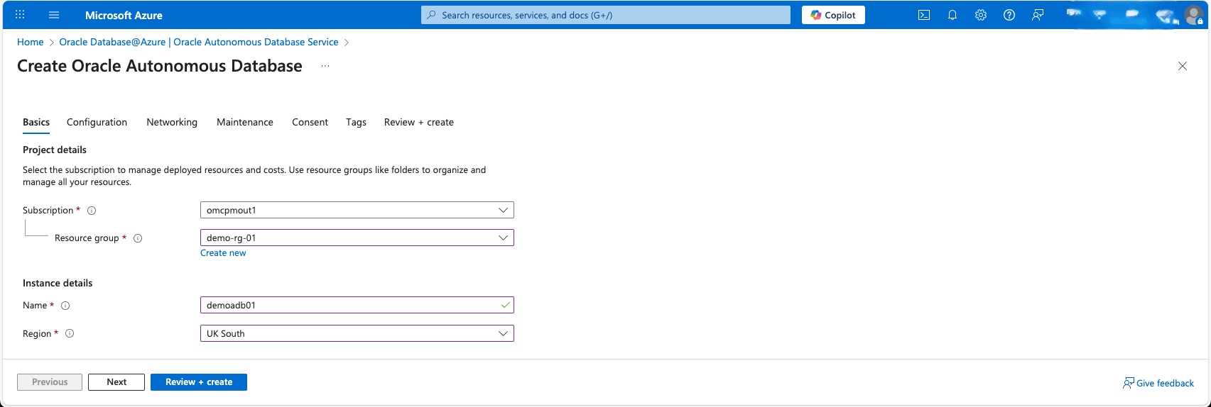 This screenshot shows the first part of creating an Autonomous Database. This screenshot shows the first part of creating an Autonomous Database.