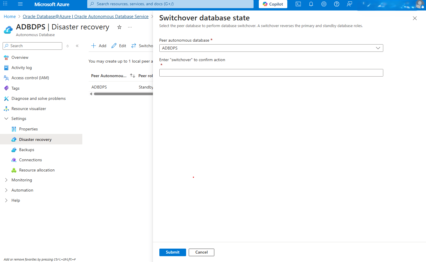 This screenshot shows how to perform a switchover. This screenshot shows how to perform a switchover.