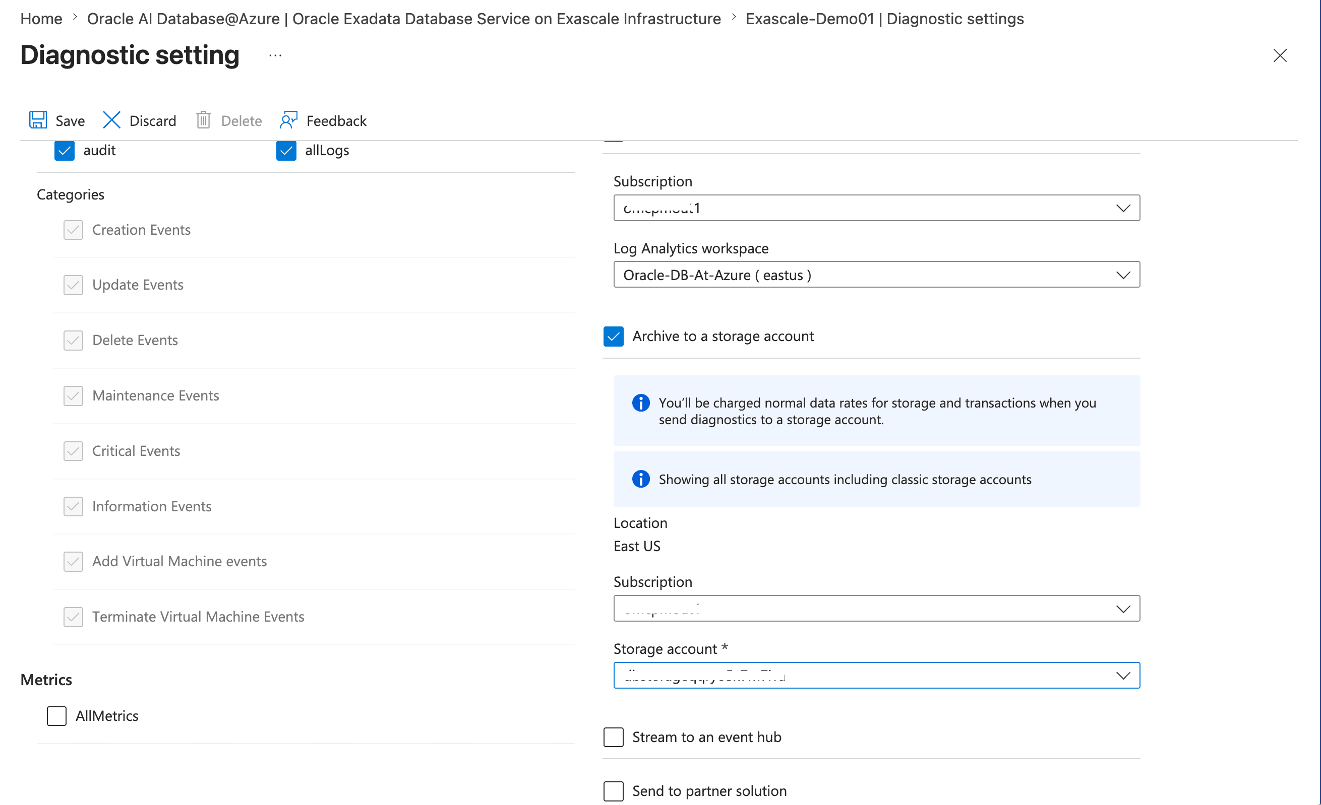 This screenshot shows how to create diagnostic setting. This screenshot shows how to create diagnostic setting.