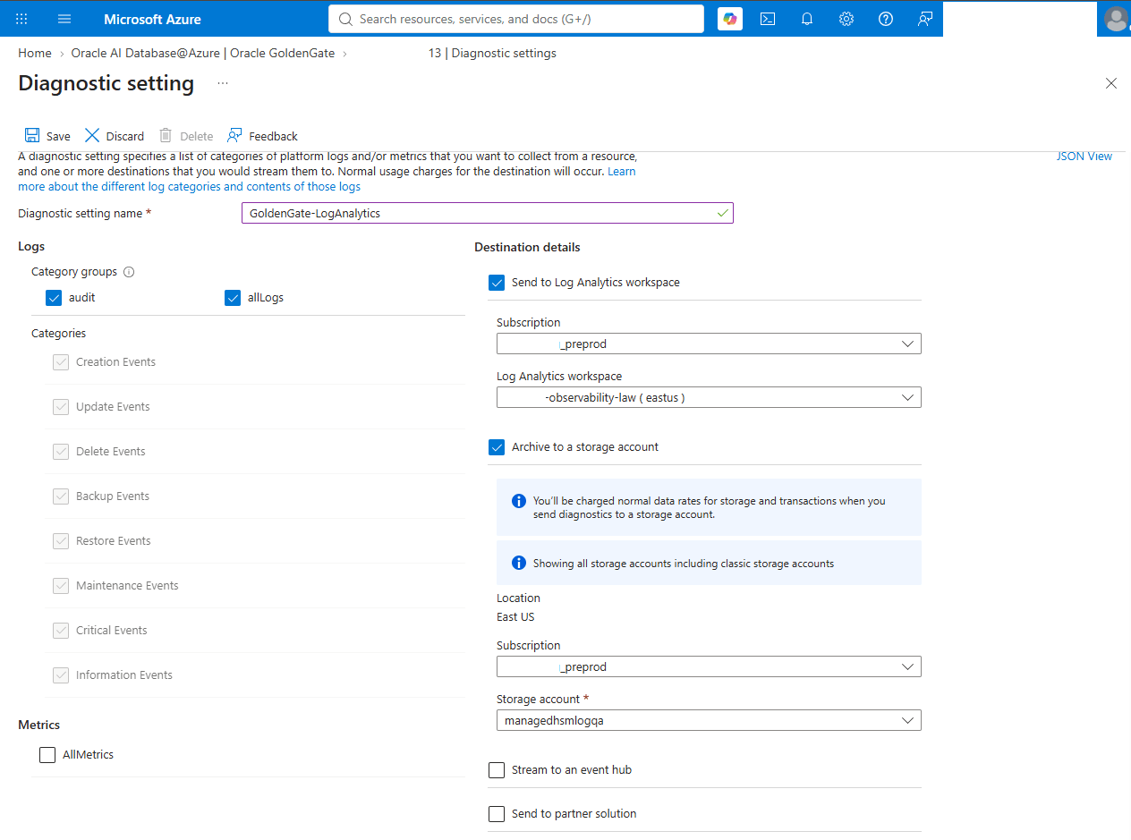 This screenshot shows how to create diagnostic setting. This screenshot shows how to create diagnostic setting.